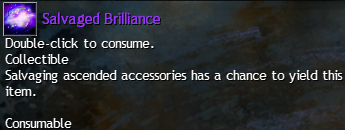 MMOJUGG Guild Wars 2 US Salvaged Brillance Details View of Item Function and Use